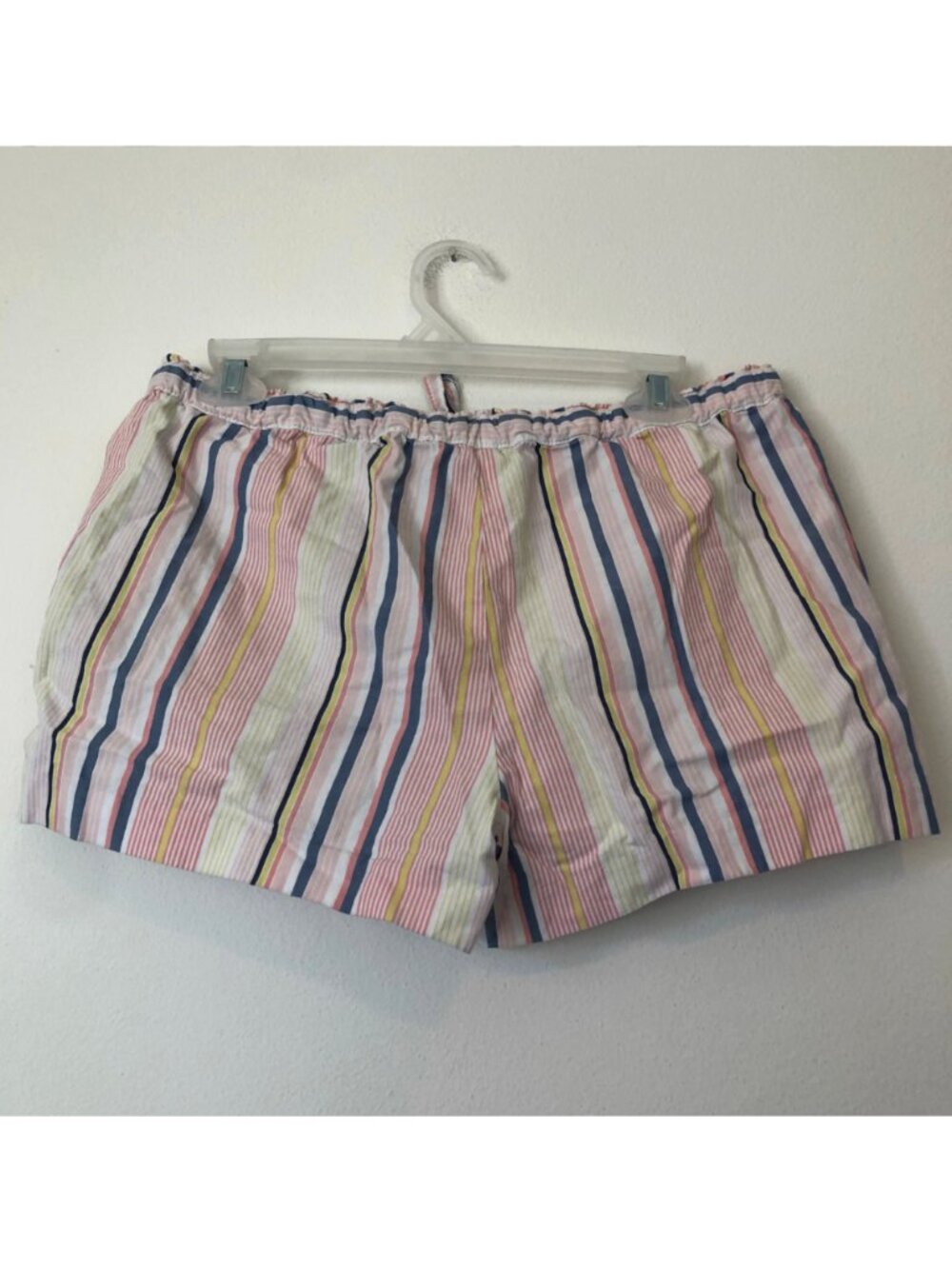 ANN TAYLOR LOFT Striped Tie Waist Shorts Pink White Blue 100% Cotton Boho Small - Picture 13 of 15